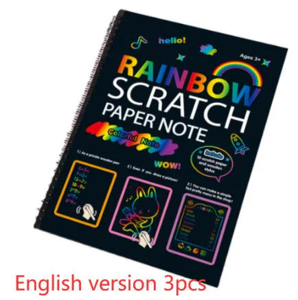 Children's large format scratch art paper with colourful puzzle design and scraper tool