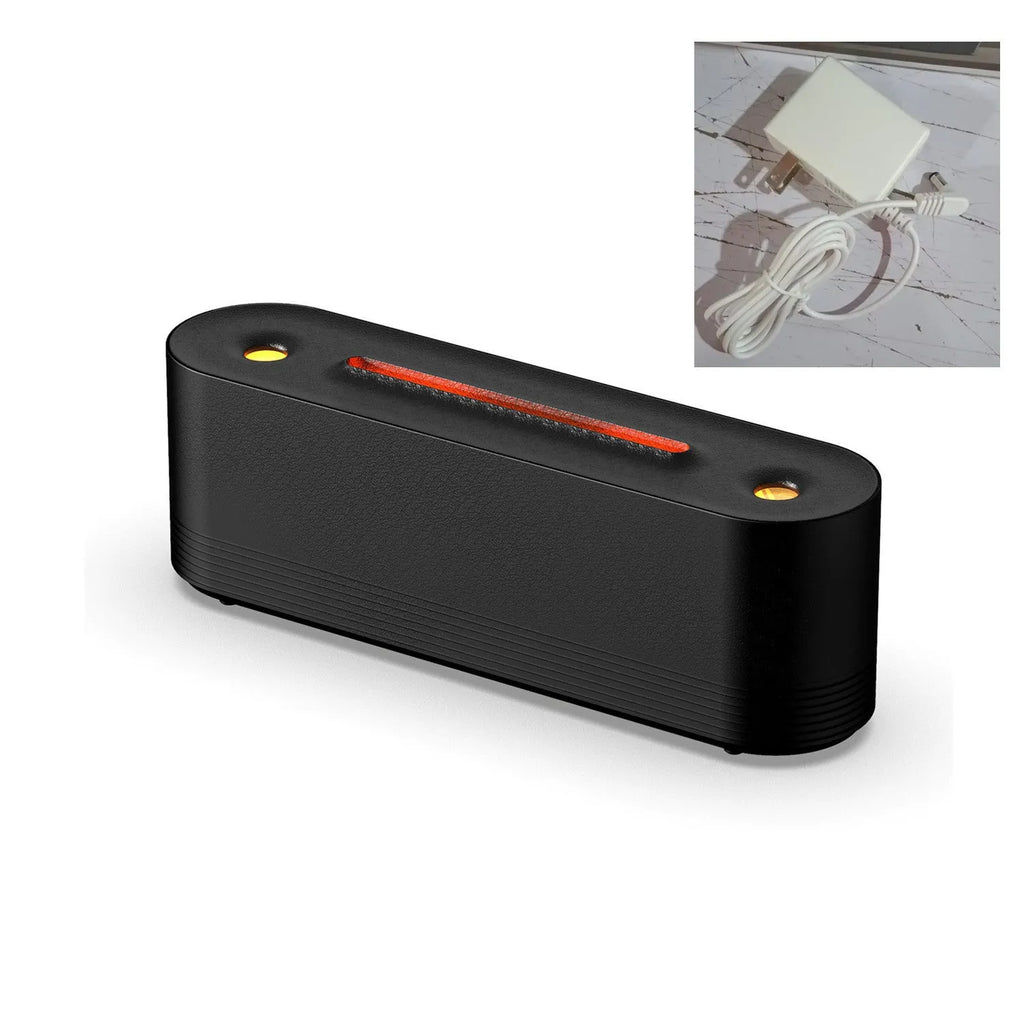 Black ultrasonic aroma diffuser with LED flame lighting emitting cool mist