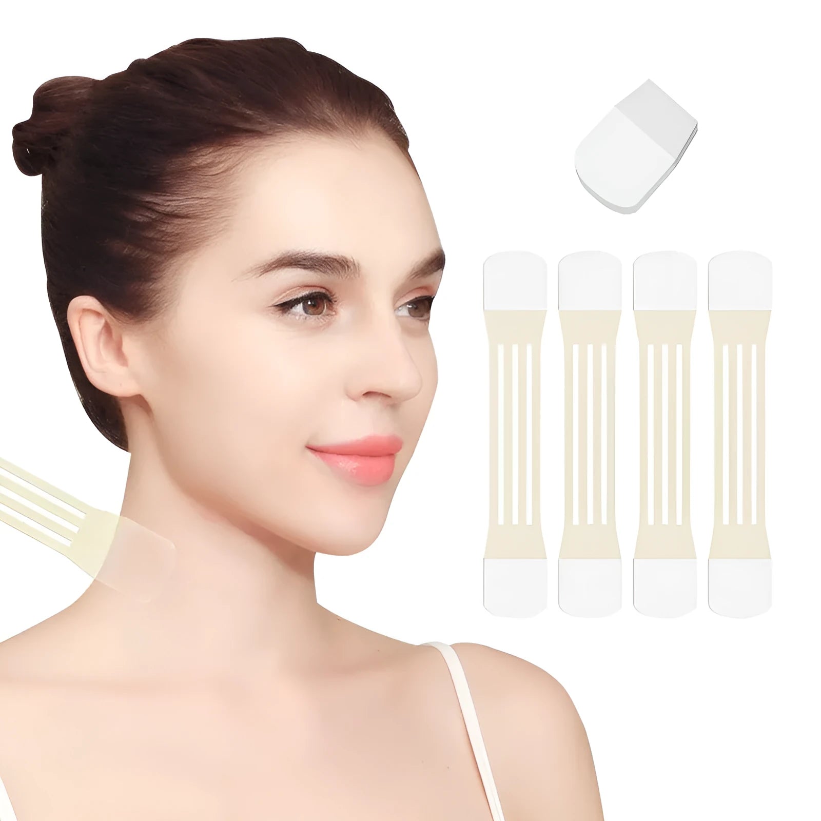 Neck pattern adhesive tape firming sling with skin tone colour and adhesive patches