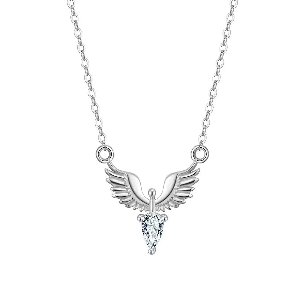 925 sterling silver eagle pendant necklace with adjustable O-ring chain in electroplated white or yellow gold colour
