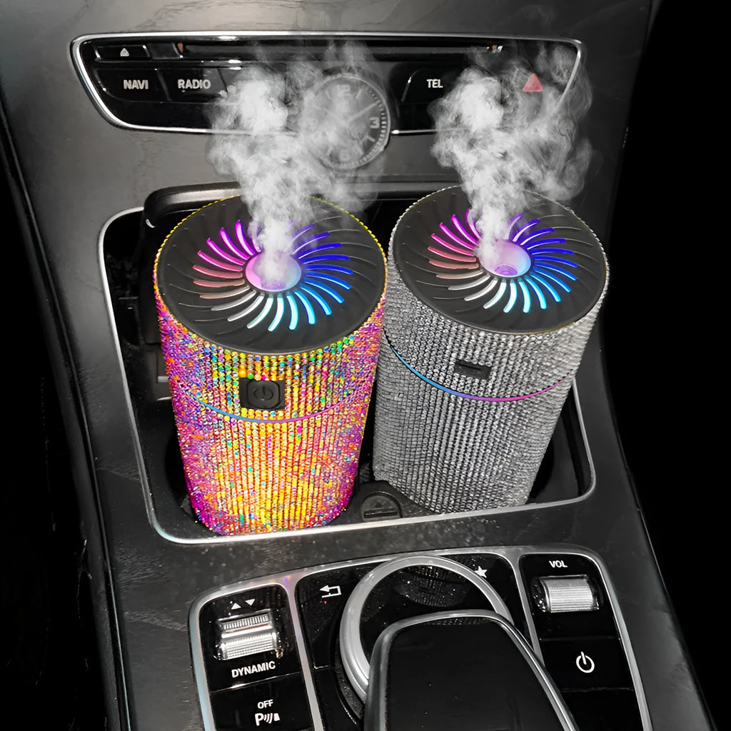 Car mounted air purification humidifier in diamond design with USB power cord