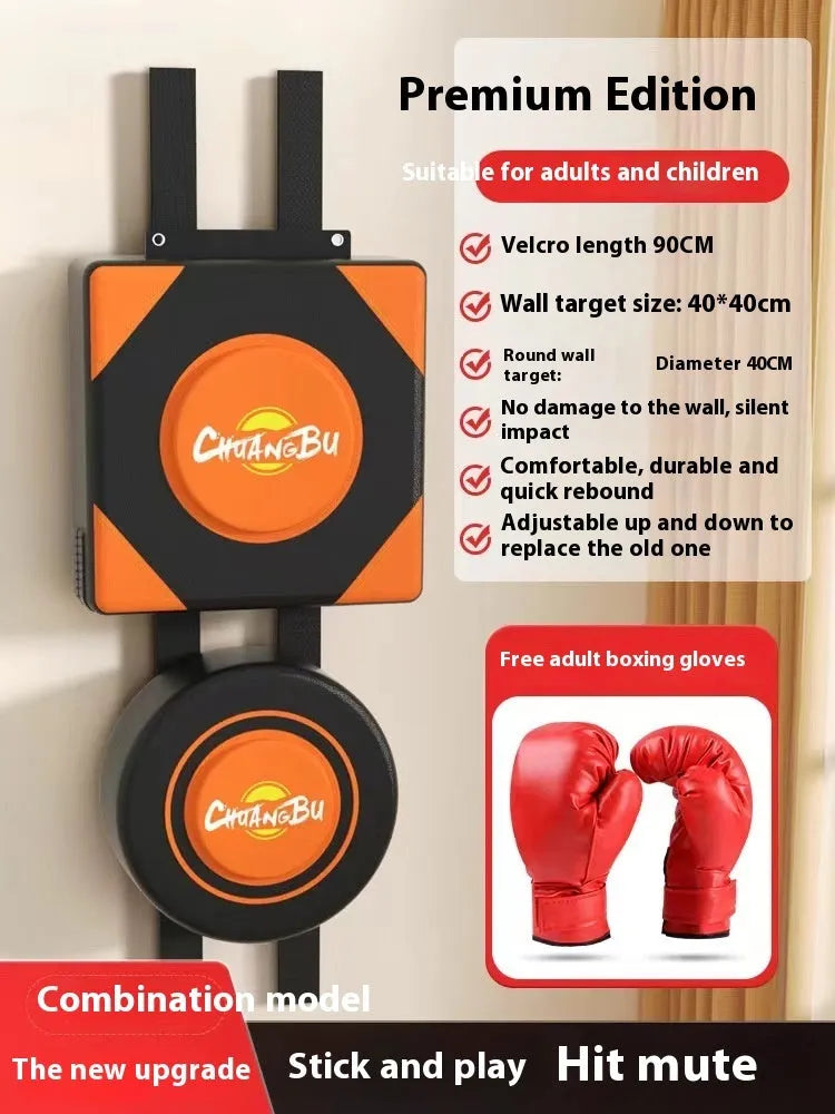 Wall-mounted boxing training target in PU leather with hanging hardware