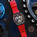 Mechanical waterproof men's watch with luminous display and rubber strap