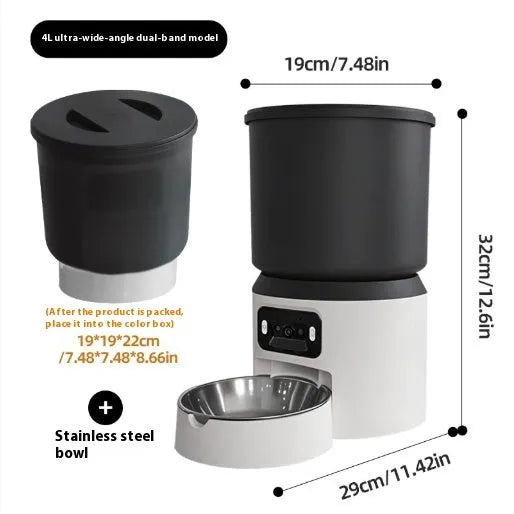 4L smart pet feeder with remote monitoring and timing functions for cats and dogs
