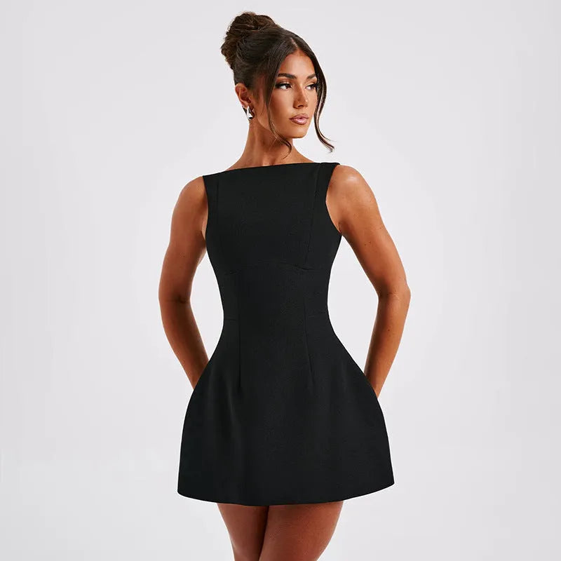 Women's backless sleeveless summer dress in slim-fitting hipster street style