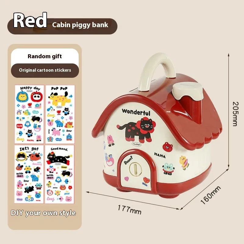 Cartoon-style red and brown plastic desktop storage box with grid compartments for organising pens and stationery.