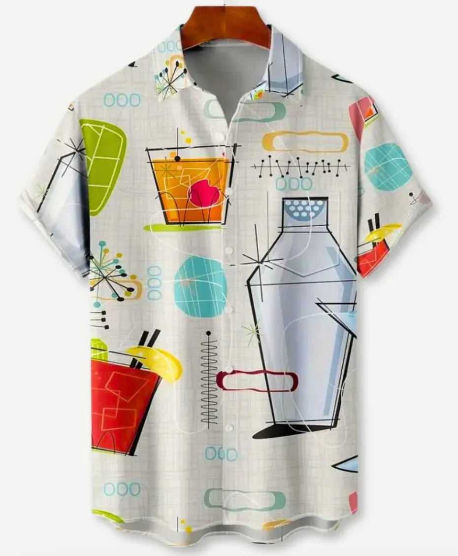 Hawaiian floral print short sleeve cardigan shirt with elastic polyester fabric in multiple colour options