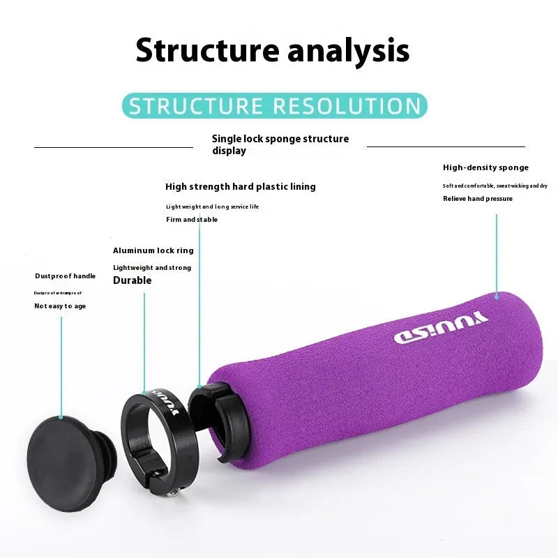 Mountain bike sponge handle cover in black colour showing textured grip surface