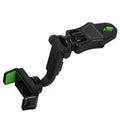 Car mobile phone holder clipped onto rear view mirror with ABS bracket in black and green colour