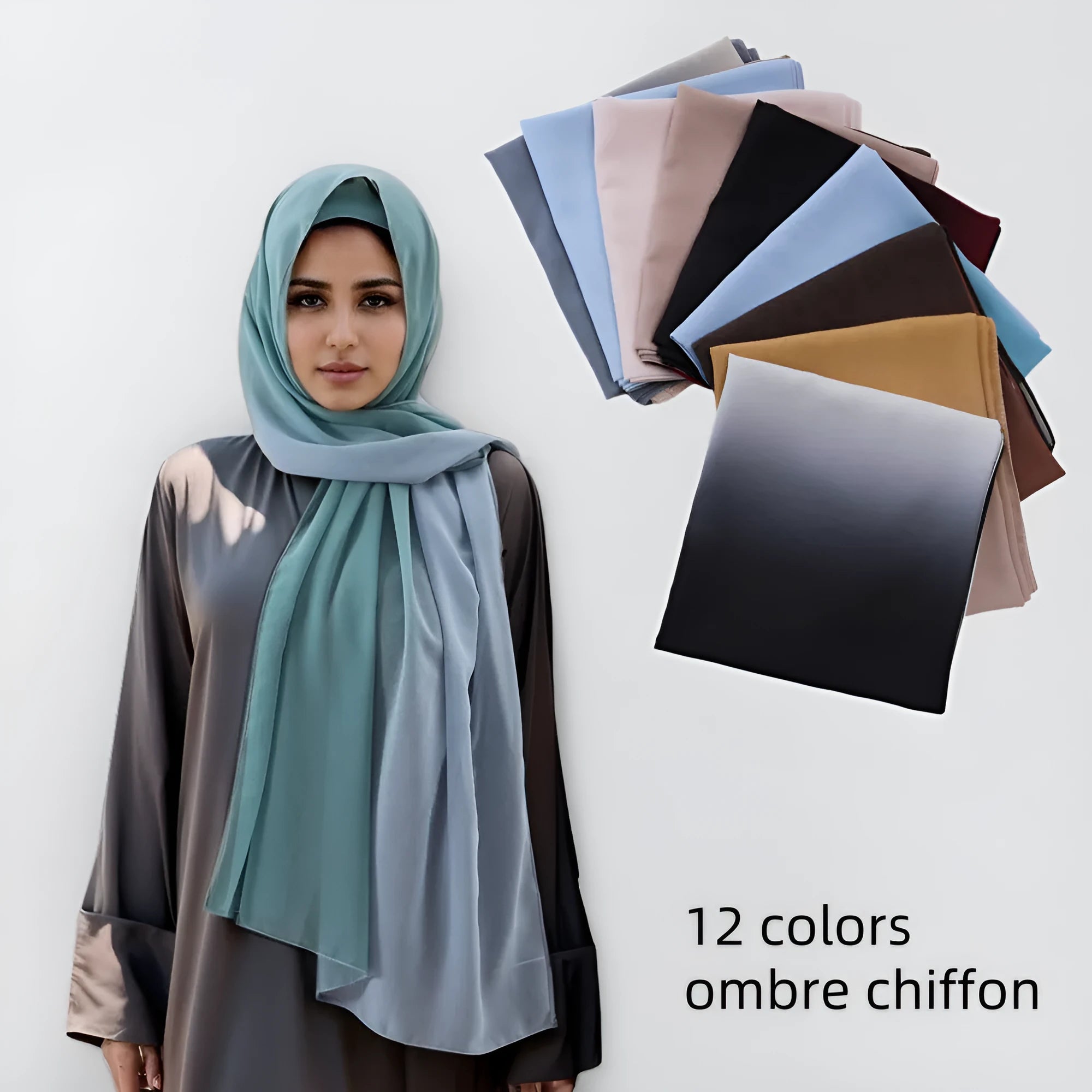Women's chiffon bubble towel scarf in ethnic Pu long style showing texture and drape