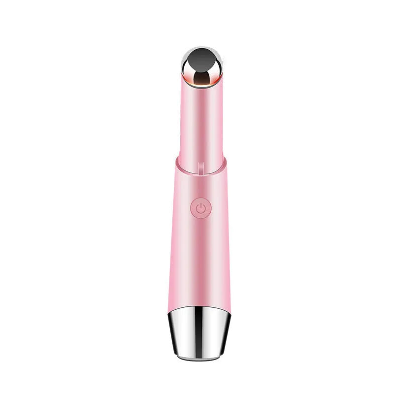 Mini eye massager electric vibration anti-ageing wrinkle removal pen in Pink and White with USB charging cable