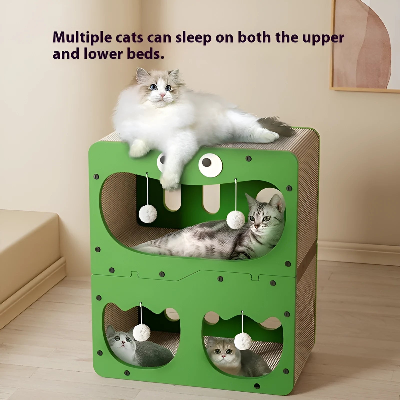 Double layer cat scratching board and nest with wear-resistant surface in selected style option