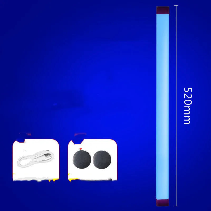 Rechargeable LED tube light stick in blue and purple colours with dimmable RGB lighting