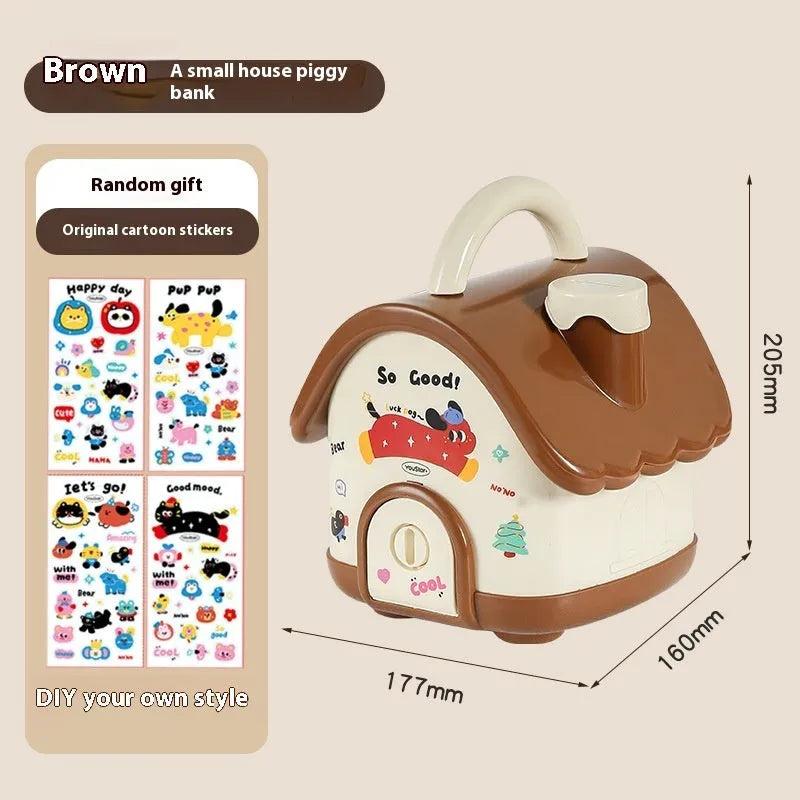 Cartoon-style red and brown plastic desktop storage box with grid compartments for organising pens and stationery.