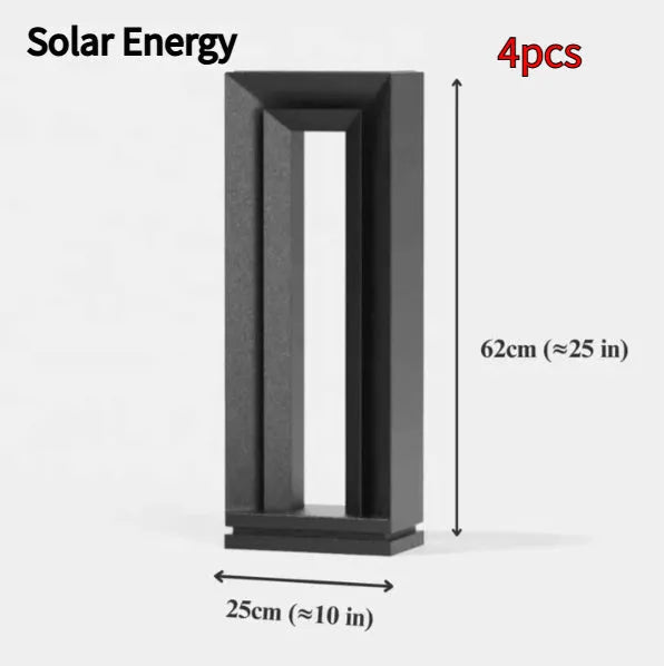 Geometric stainless steel solar garden lamp with acrylic elements