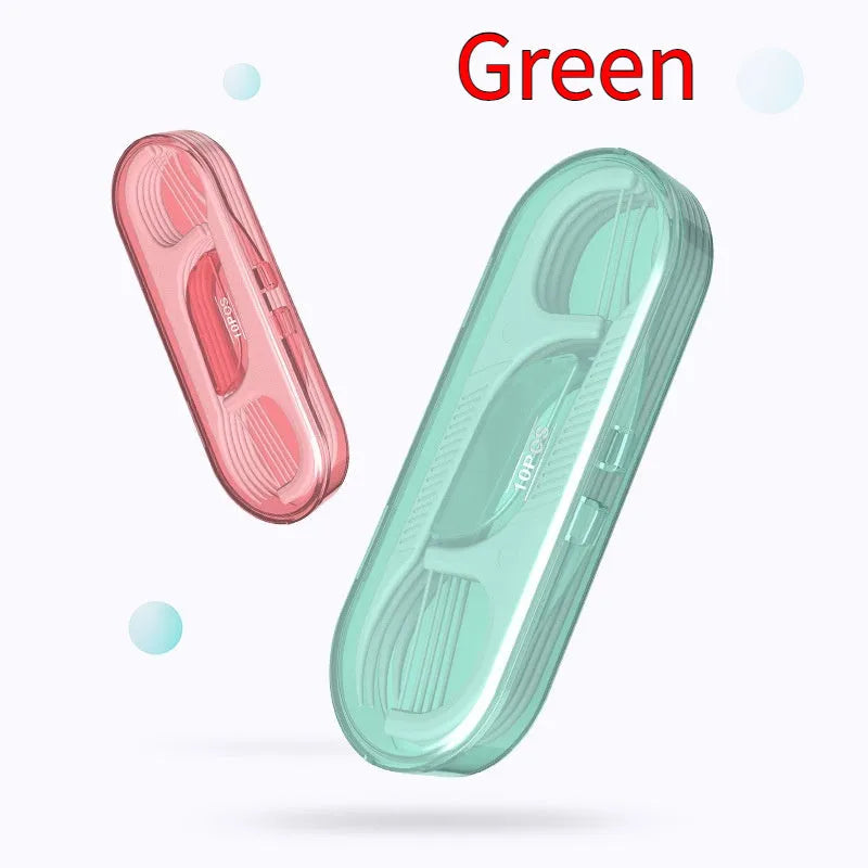 Independently packaged dental floss in portable plastic bag with 100 single-use strands
