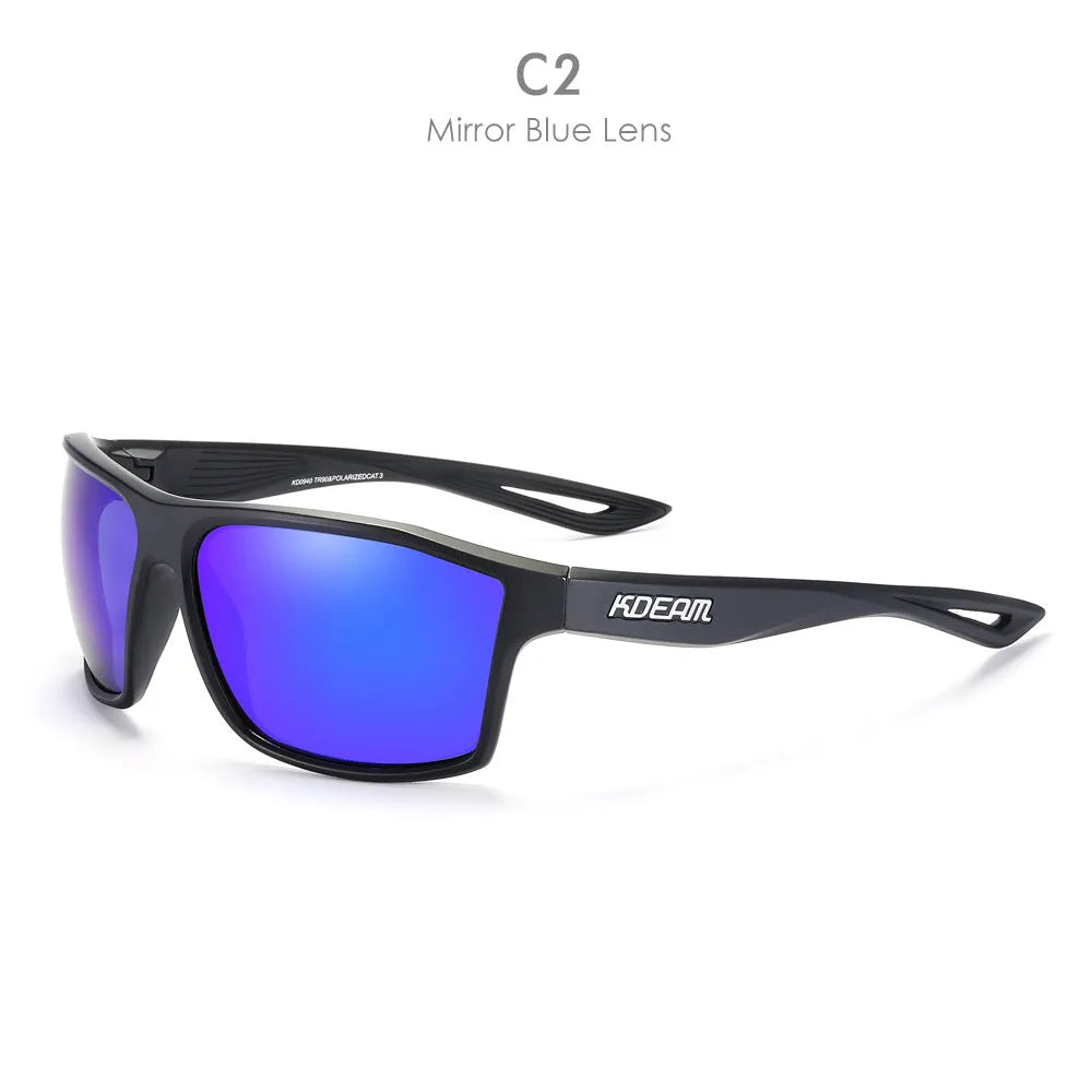Sports polarized sunglasses with TR90 frame, TAC lens, UV400 protection, full frame box design, available in 11 colour options