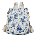 Butterfly printed large capacity backpack in multiple colours with sewing line detail