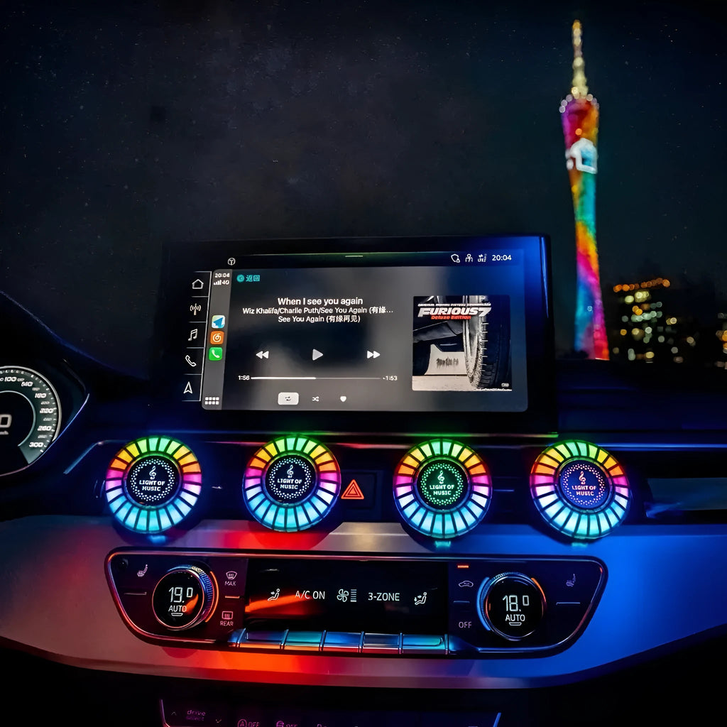 3D car air vent atmosphere light with RGB lighting and aromatherapy diffuser