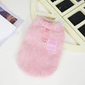 Coral fleece pet dog jacket with multi-colour pull rings in blue.