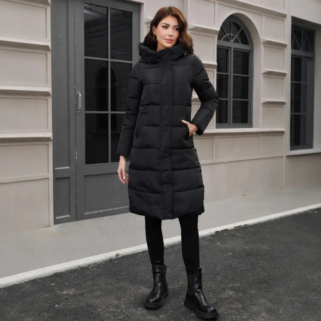Men's black slim fit hooded jacket with long sleeves on a model