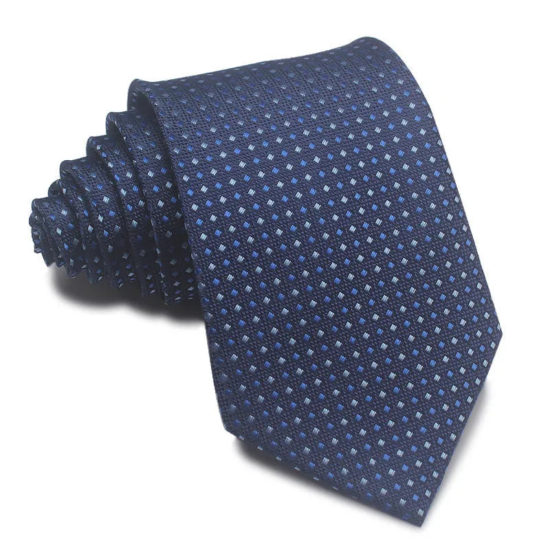 8cm wide polyester jacquard business tie with striped pattern in various colour options