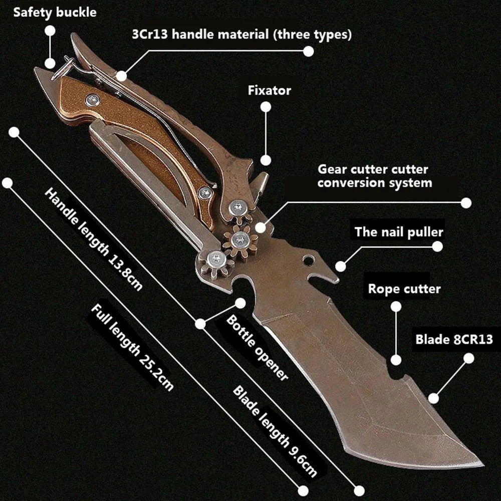 Outdoor camping knife with 96mm 8CR13MOV blade in Khaki colour, straight knife for meat cutting