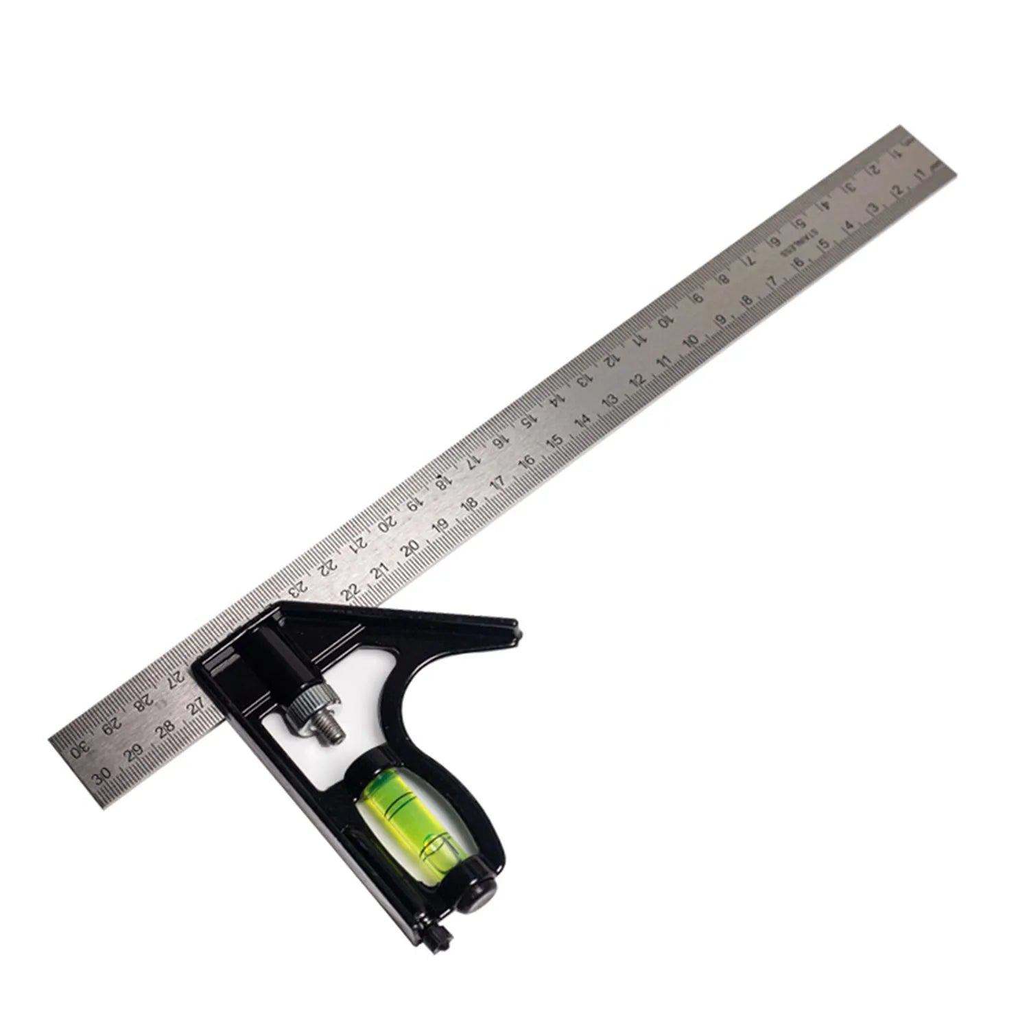 Red 7inch metal combination angle ruler with metric scales for surveying