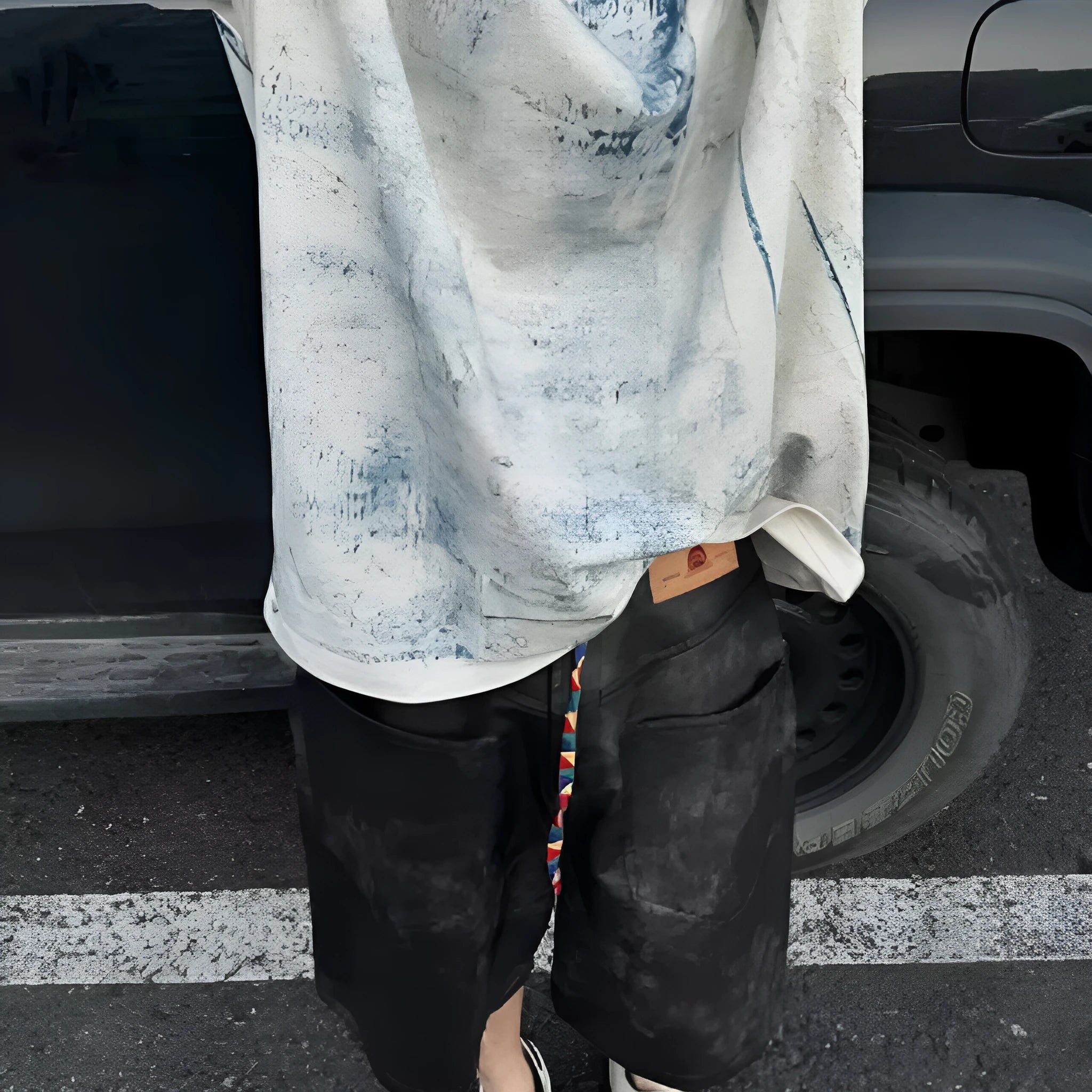 Korean version loose fit T-shirt with choice of printing, tie dye, painting or dirty wash effect