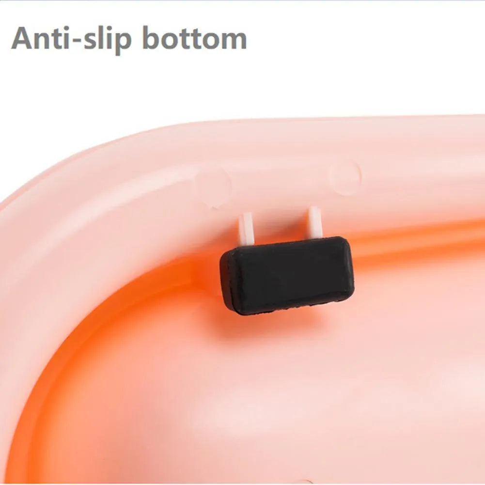 Green pink yellow pet food water feeder with stainless steel bowls and leakproof silicone mat