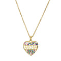 Peach heart MOM pendant necklace in gold colour, copper material, on adjustable chain