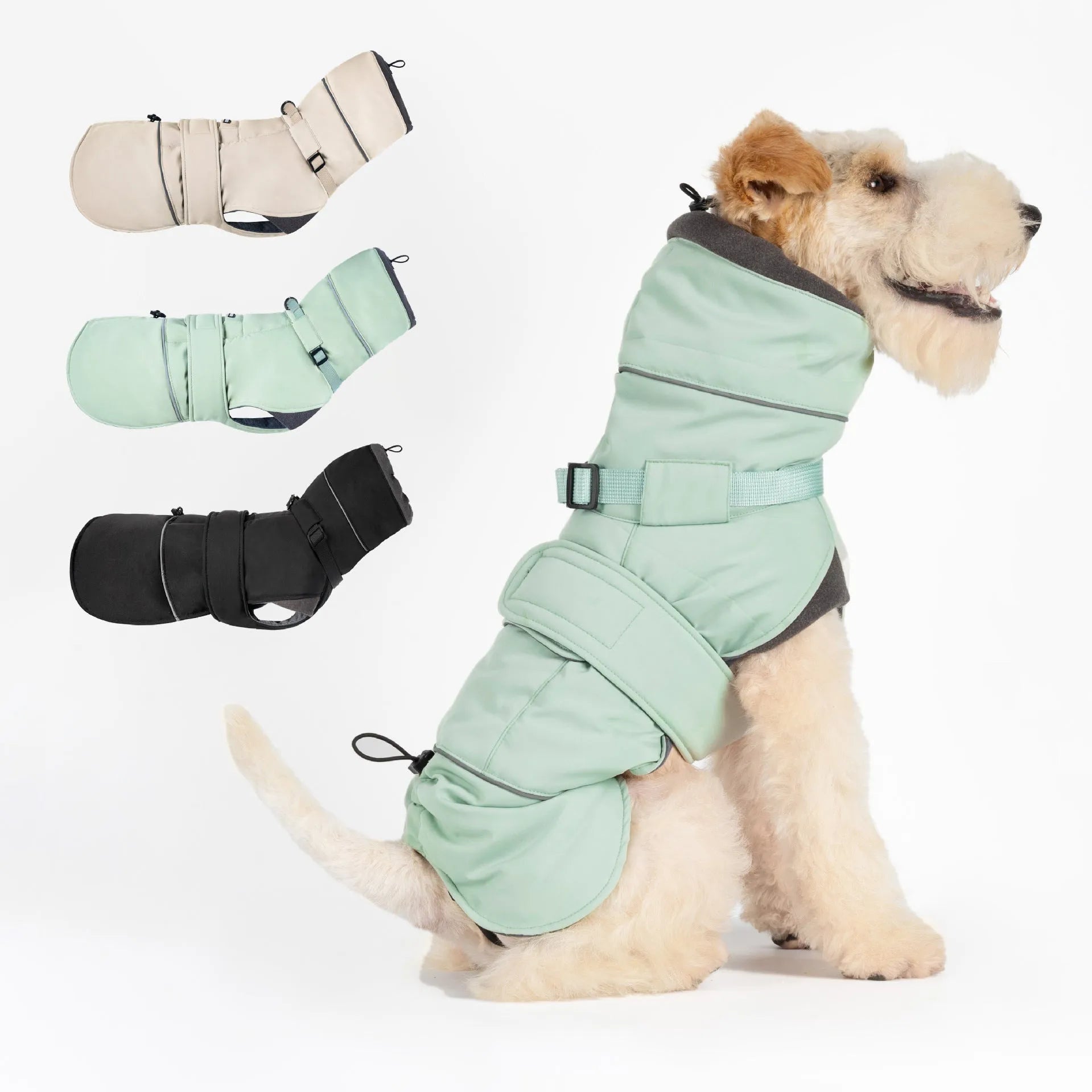 Wind-proof dog shell jacket in beige polyester, British style, for autumn winter walks