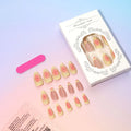 Set of plastic false nails with raised cartoon 3D flower design, jelly glue tube, and nail file.