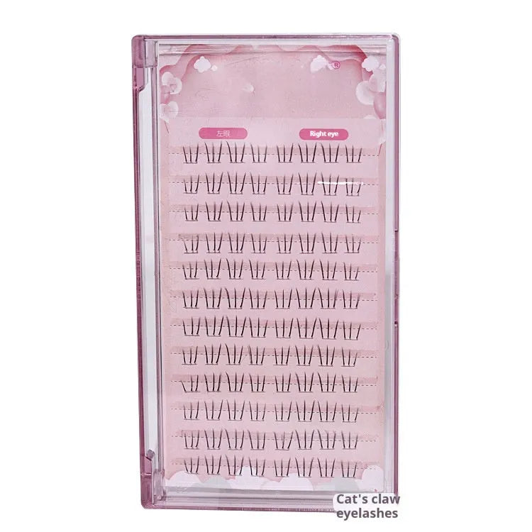 Kitten's paw lower eyelash extensions with 12-row segmented design and pointed tail style