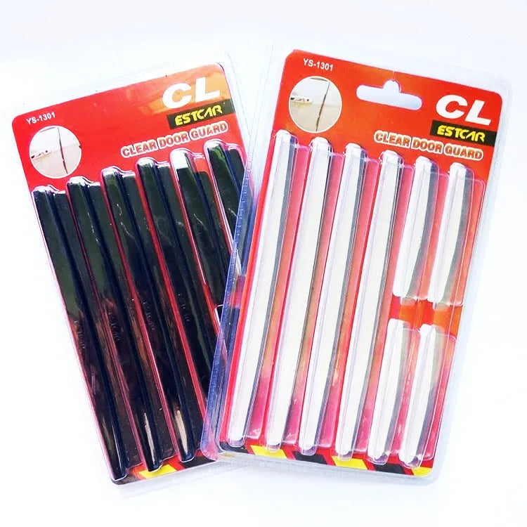 White plastic car door edge protector strip for general vehicle models.