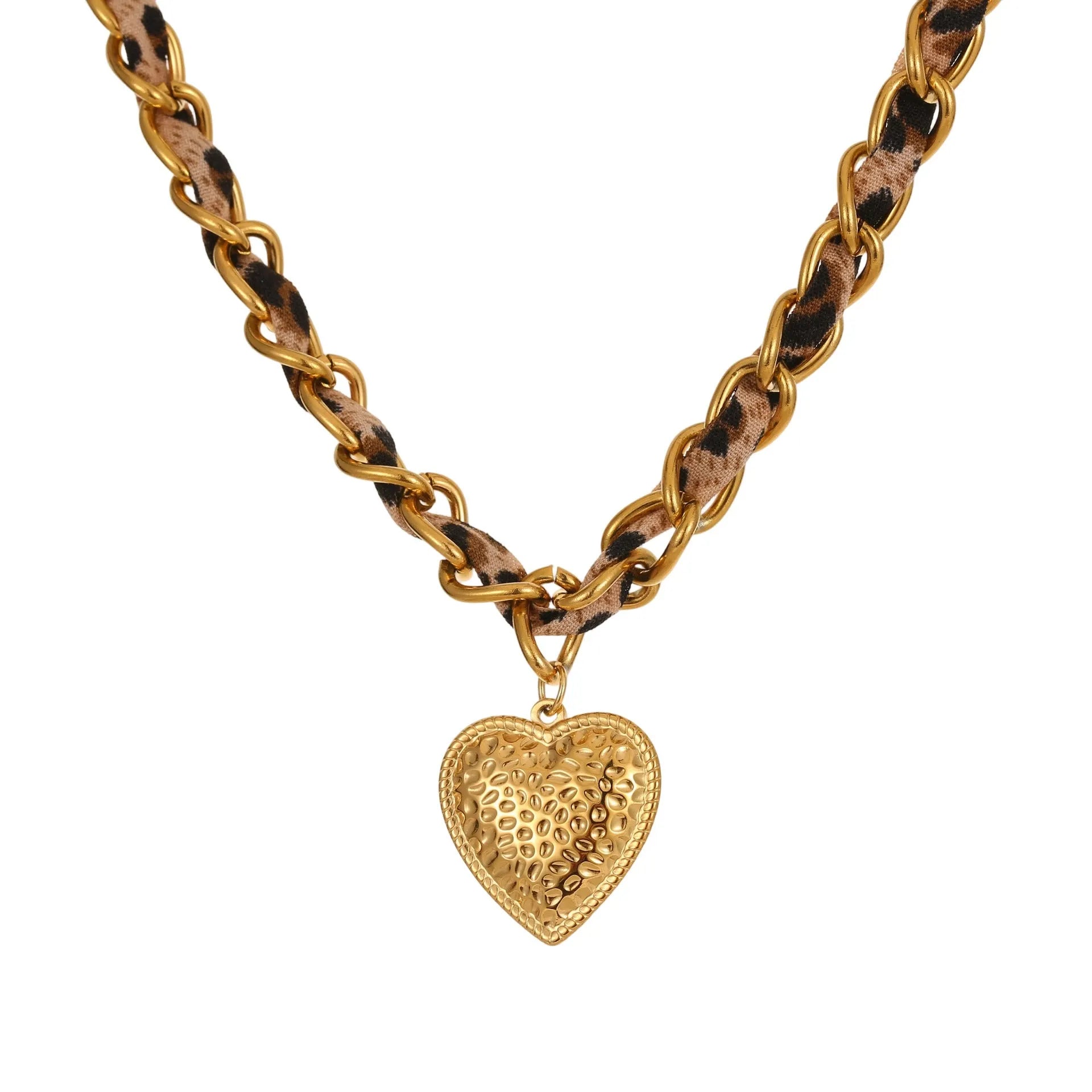 Leopard Love stainless steel necklace with geometric pendant on adjustable 41-50 cm chain