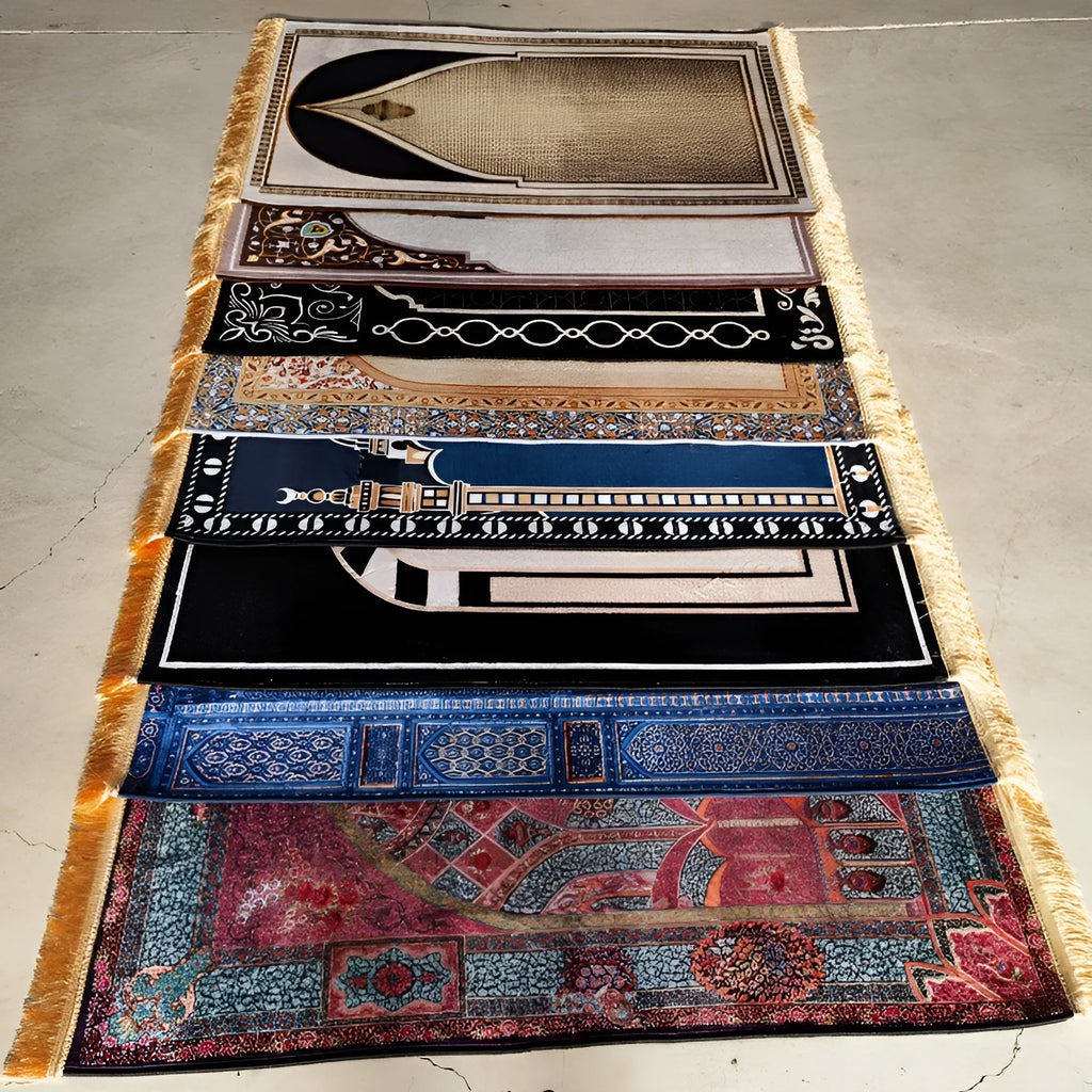 Household square printed thick polyester mat in velvet texture, modern simplicity style, multiple colours available