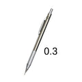 Metal automatic mechanical pencil compatible with five sizes of 2B lead refills.