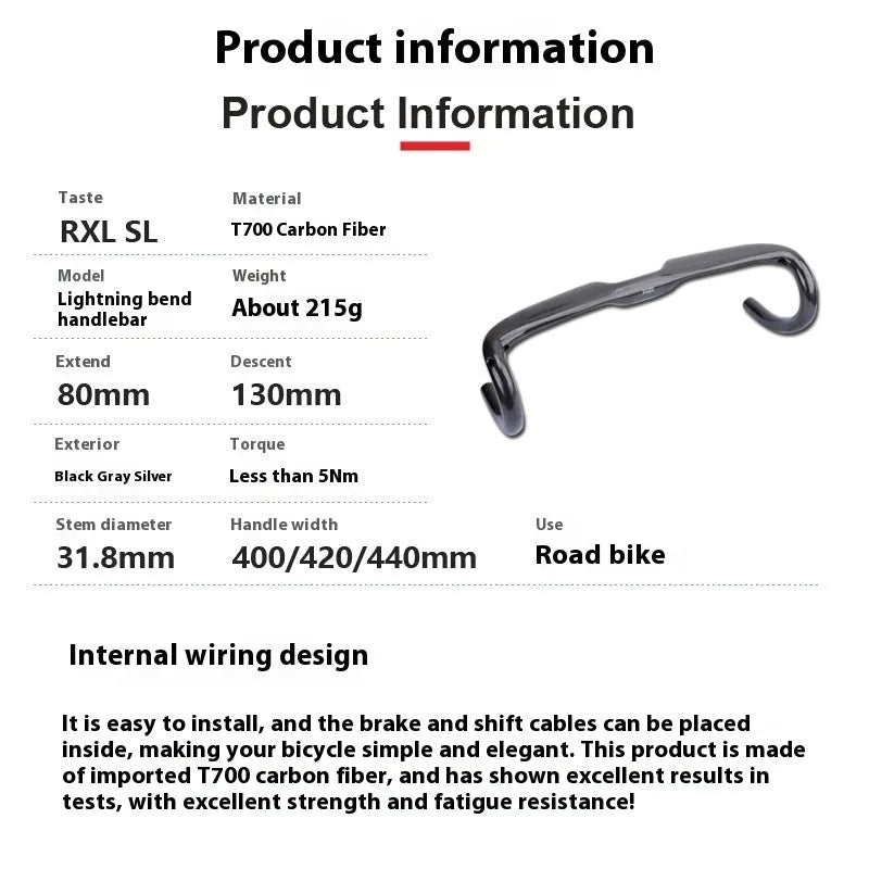 Carbon fibre road bicycle drop handlebar in Black Grey Silver UD pattern, shown in Matte and Bright finishes.