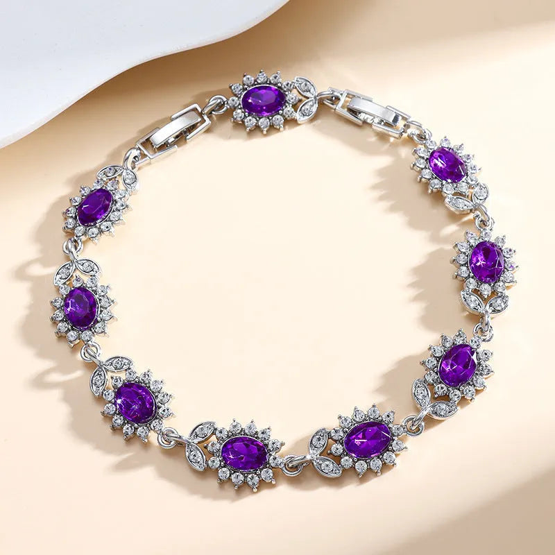 Women's simple zircon inlaid bracelet in environmentally friendly alloy with electroplating finish