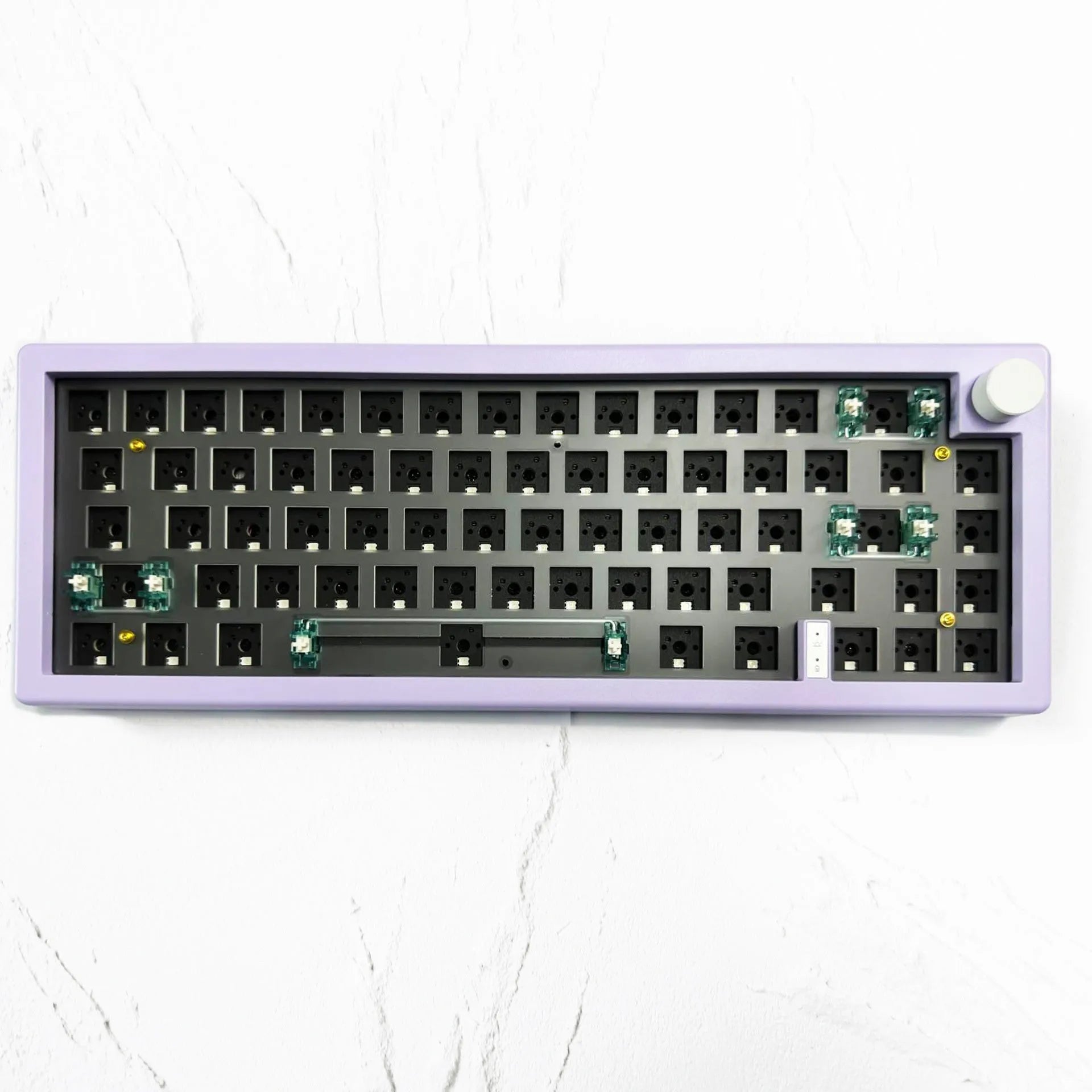 DIY mechanical keyboard kit with RGB backlighting, knob control, and seven colour options
