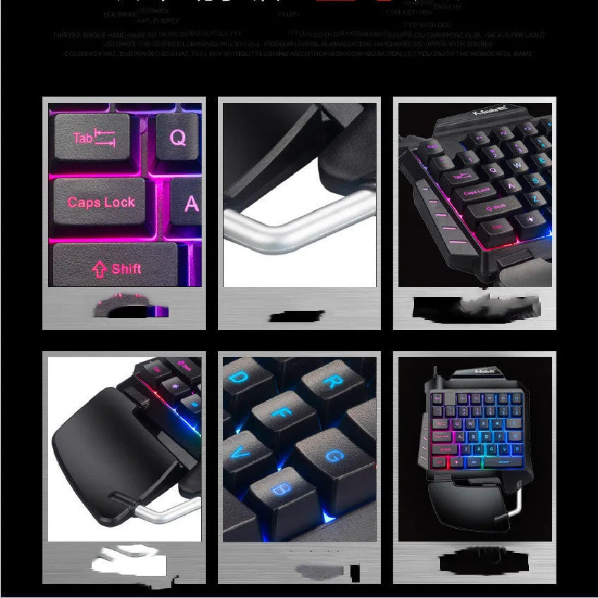 Black one-handed throne converter gaming keyboard with shortcut keys and integrated hand rest for left-hand control