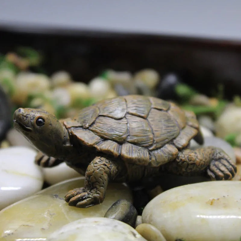 Resin simulation turtle garden ornament for micro landscape displays