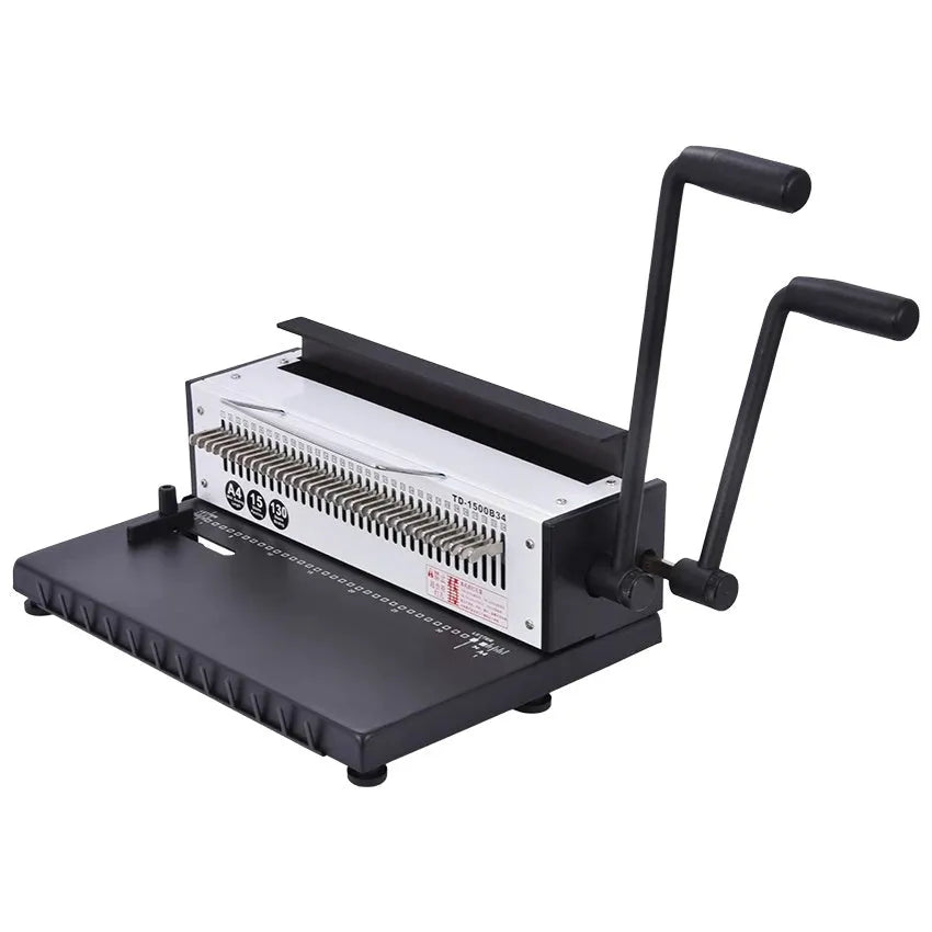 Leisheng 34-hole adjustable iron ring binding machine in black on a desk