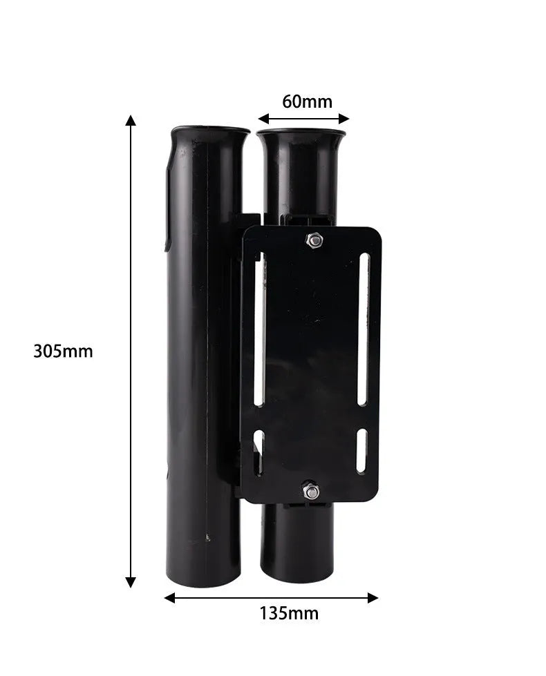 Carbon fibre fishing rod rack with pipe clamp for motorcycle and bicycle attachment