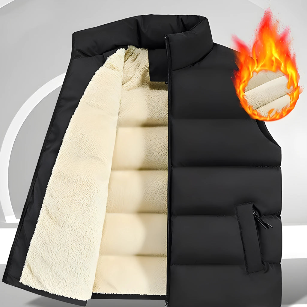 Men's striped lambswool waistcoat in black colour showing autumn winter layering vest