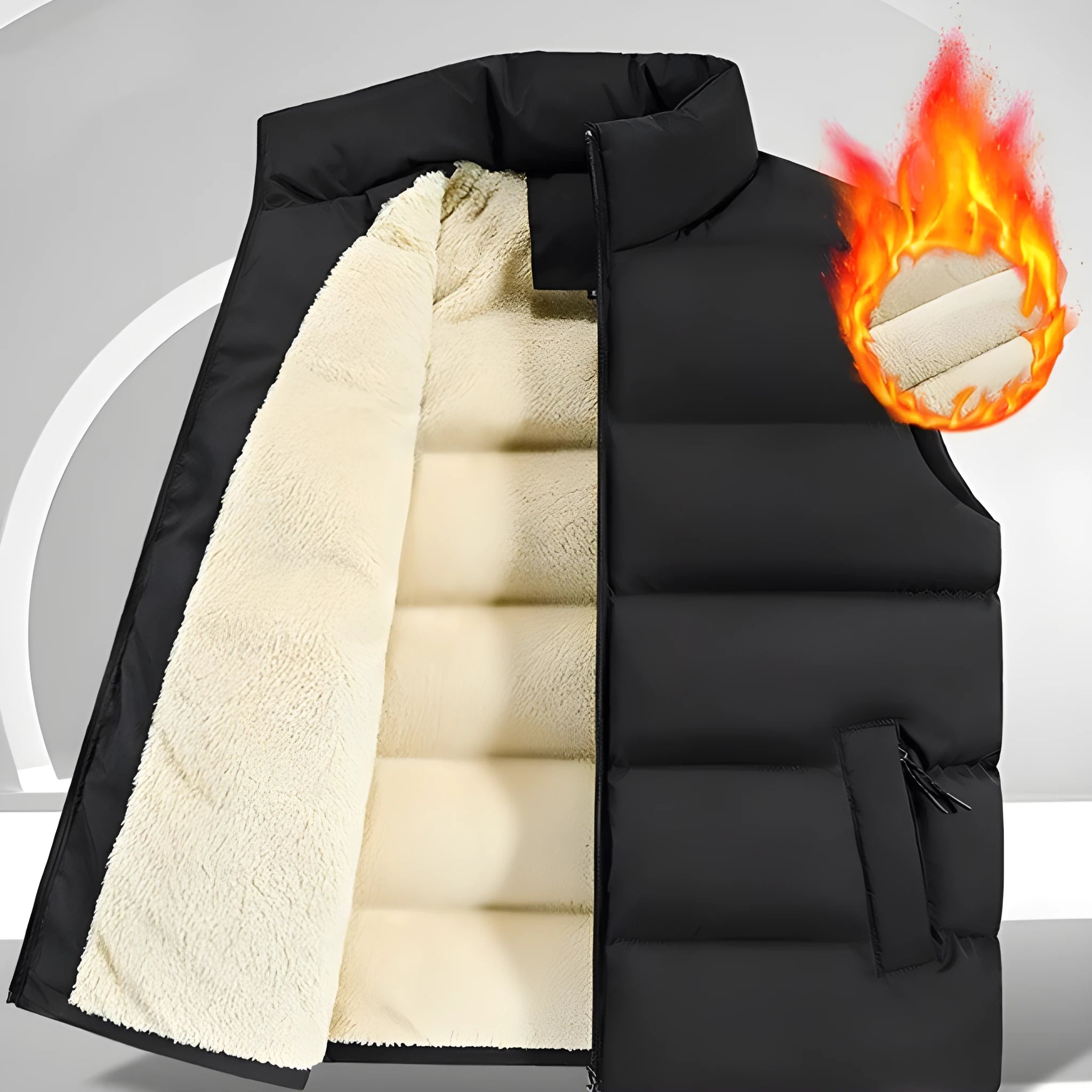 Men's striped lambswool waistcoat in black colour showing autumn winter layering vest