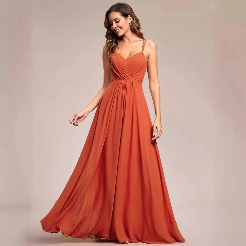 Women's long pleated A-line sleeveless dress in light green solid colour