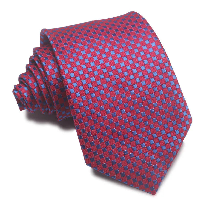 8cm wide polyester jacquard business tie with striped pattern in various colour options