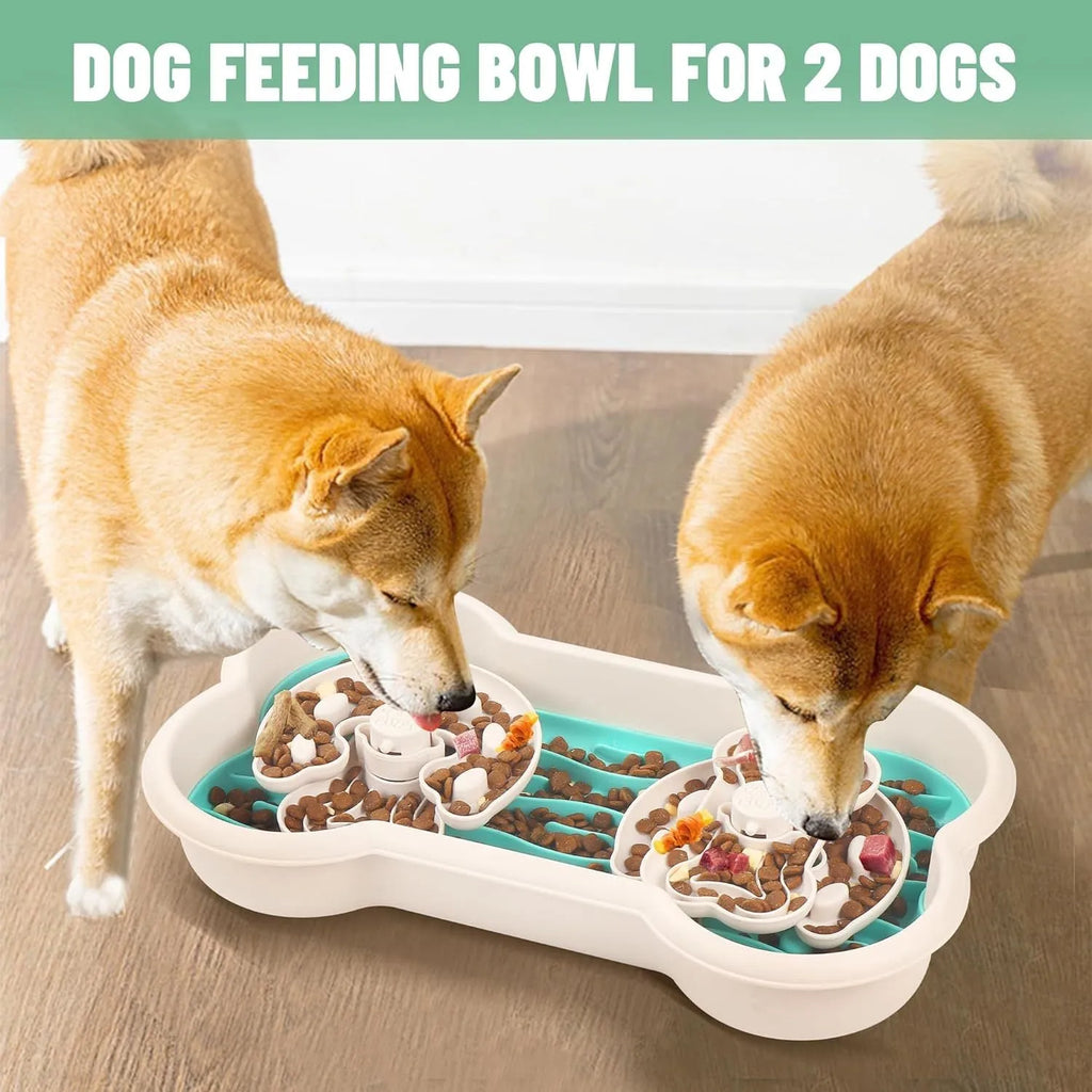Large green three-tier dog slow feeder bowl with removable trays and suction cup base